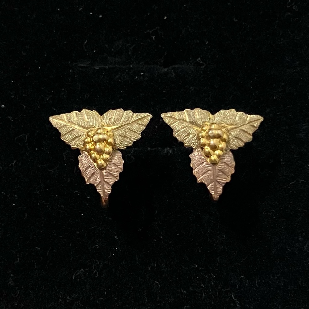 12K Gold Black Hills Gold Leaf Earrings